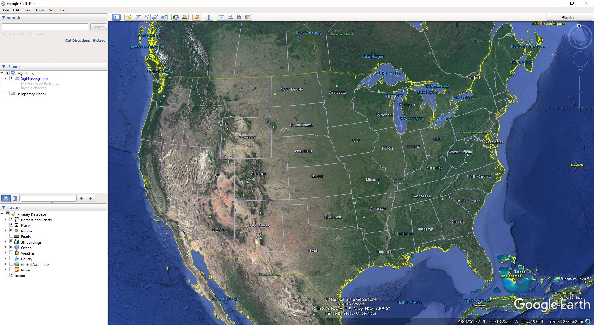 Интерфейса сервиса Google Earth