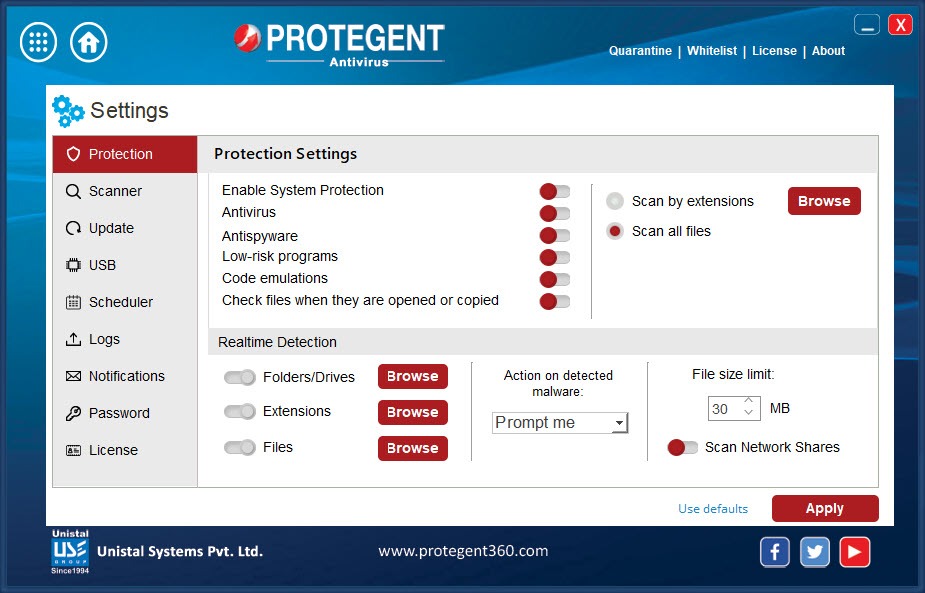 Protegent Antivirus' Yes: Image Gallery (List View)